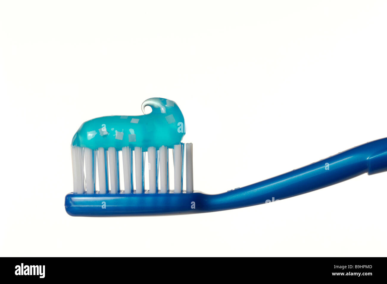 Toothpaste on a toothbrush Stock Photo