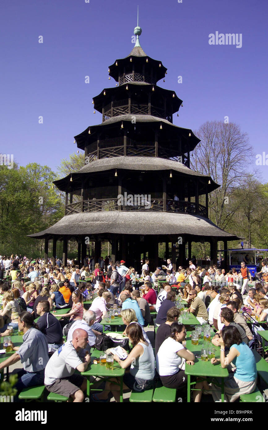 Germany Upper Bavaria Munich Englischer Garten Chinesischer Turm