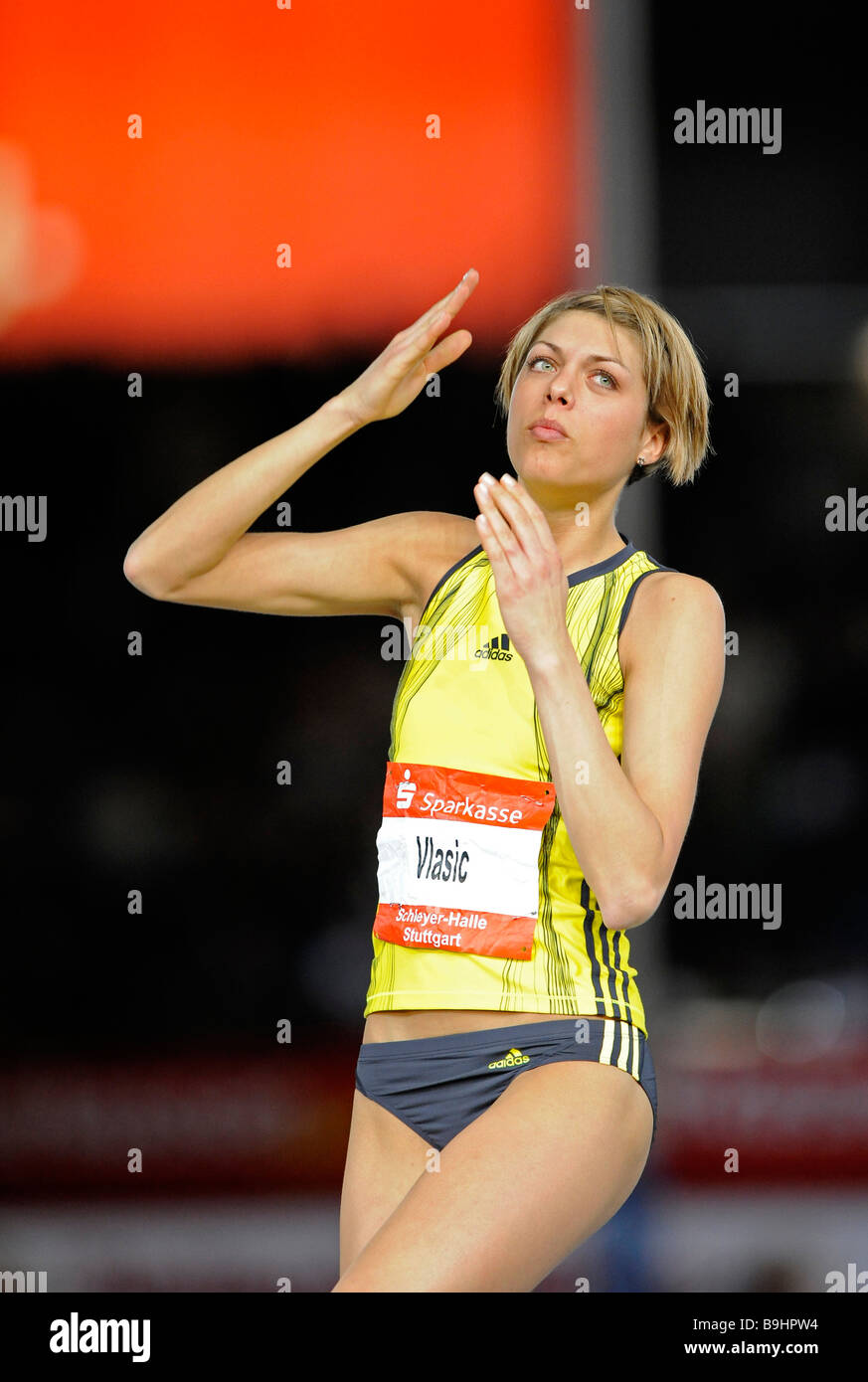 Blanka Vlasic CRO, won women's high jump, before jump, Sparkassen-Cup 2009, Stuttgart, Baden-Wuerttemberg, Germany, Europe Stock Photo