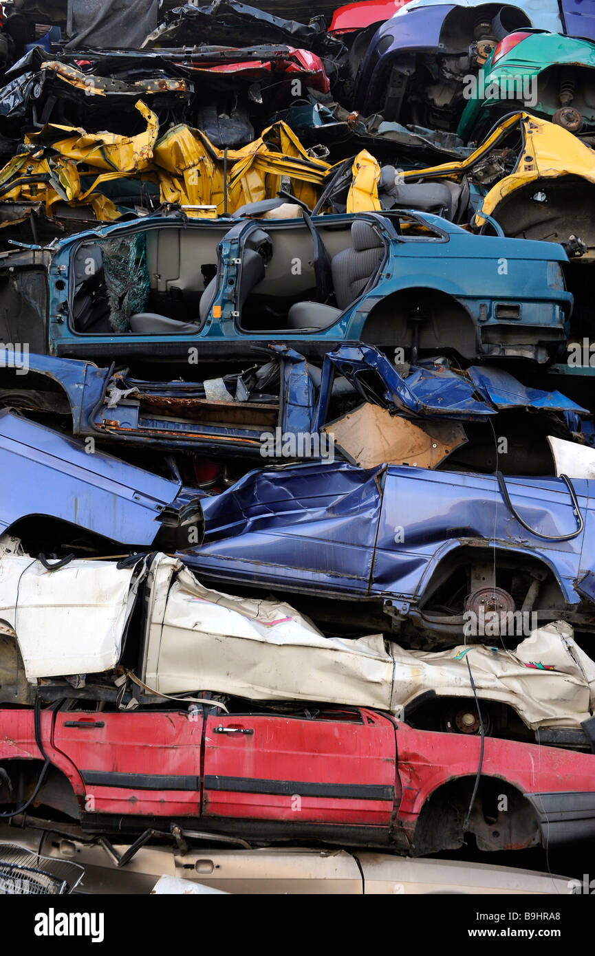 Cars on a scrapyard Stock Photo