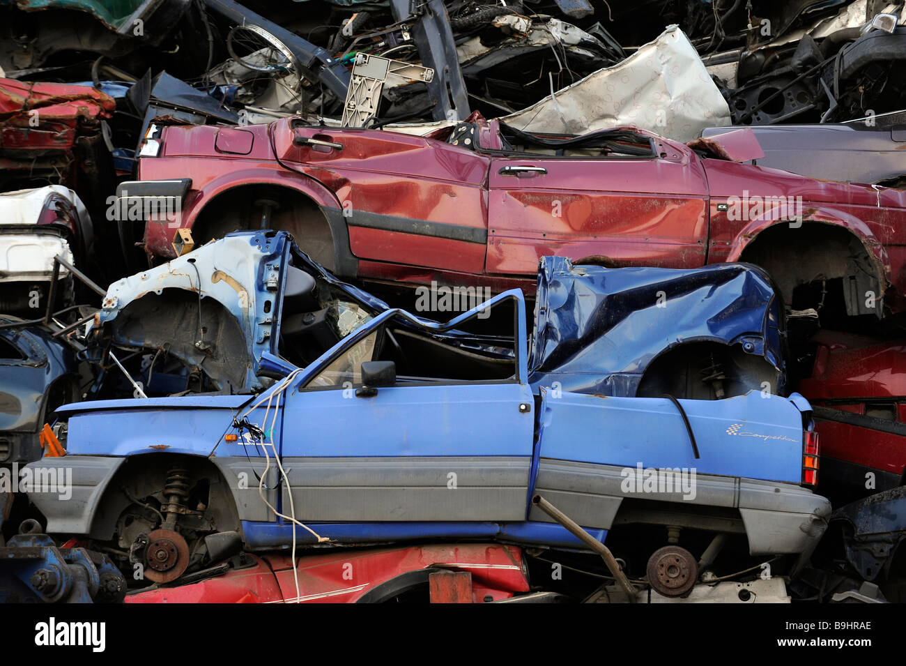 Cars on a scrapyard Stock Photo