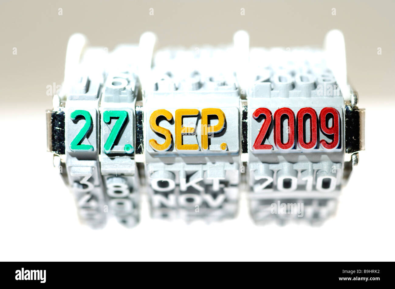 Dater with the date of the federal election on the 27. September 2009, green, yellow, red, traffic light coalition Stock Photo