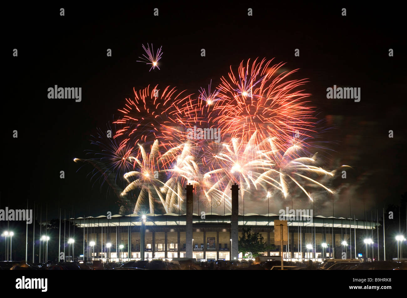 Fireworks over the Berlin Olympic Stadium for the Pyronale, World