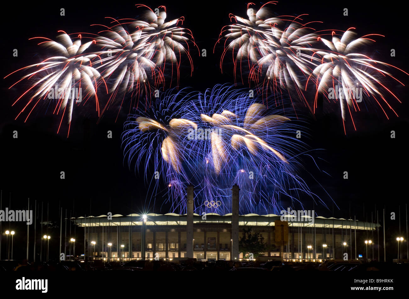 Fireworks over the Berlin Olympic Stadium for the Pyronale, World