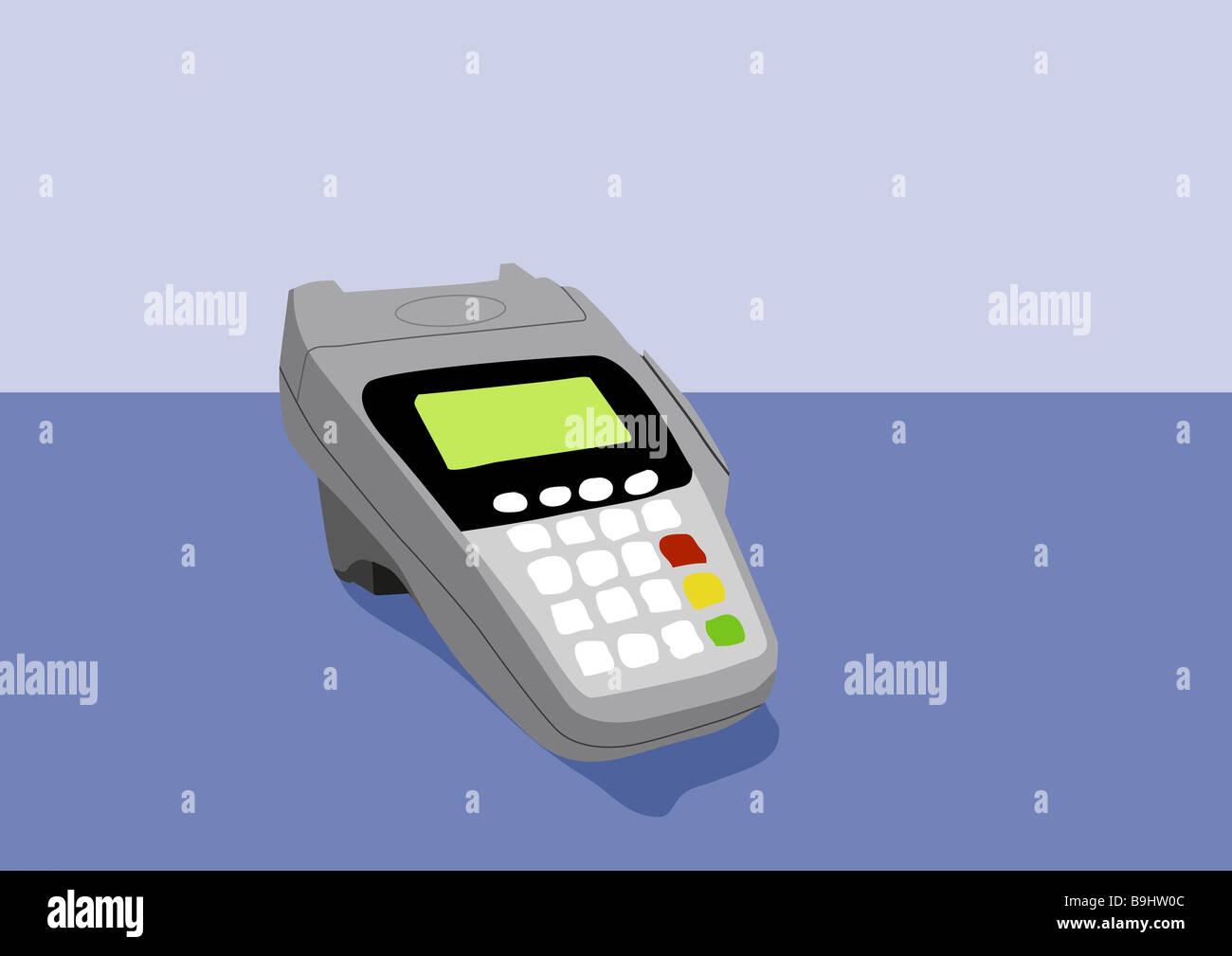 Illustration card-reading-appliance appliance payment cashless display touch-tone-field buttons ec-card cash register pays Stock Photo