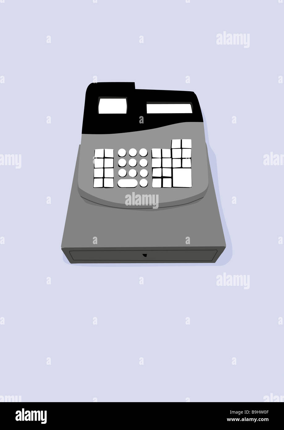 Illustration cash register purchase shopping pays collects buttons cash