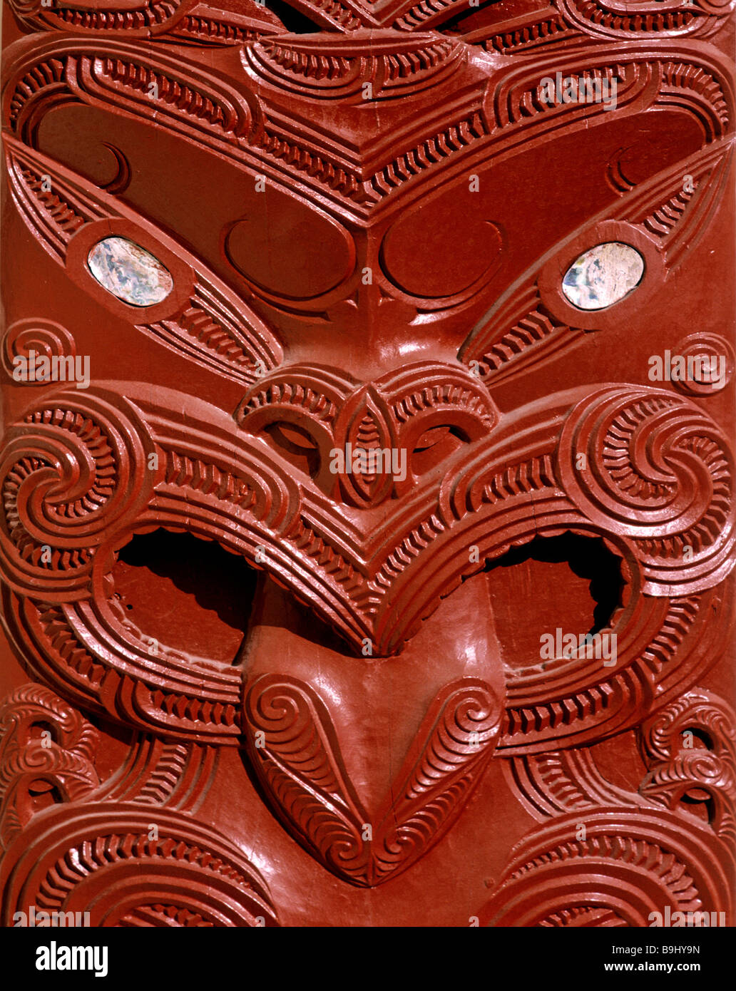 Maori carving, Rotorua, North Island, New Zealand Stock Photo