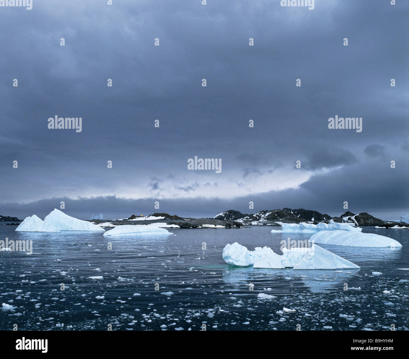 Ice berg, ice floes floating in polar sea, Antarctic Stock Photo