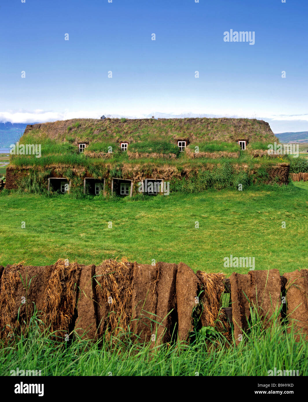 Sod houses, turf houses, museum, Laufas, Iceland Stock Photo