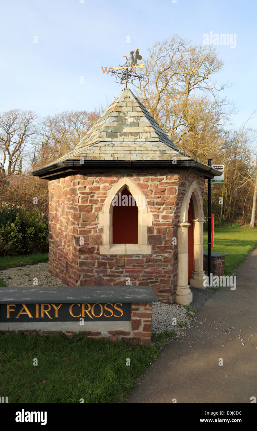 An ornate bus stop on a main road at Fairy Cross,Devon Stock Photo Alamy