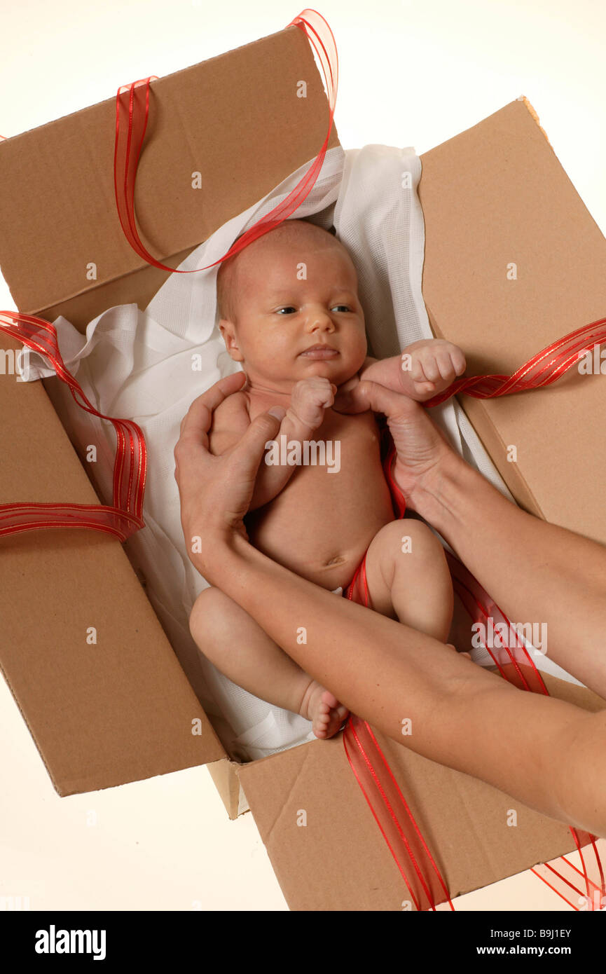 Baby in a box Stock Photo
