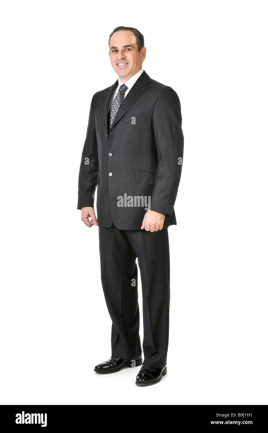 Happy businessman in a suit isolated on white background Stock Photo ...