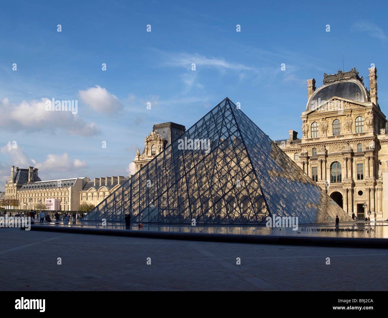 Inner courtyard of the Louvre with pyramid, Paris, France, Europe Stock Photo