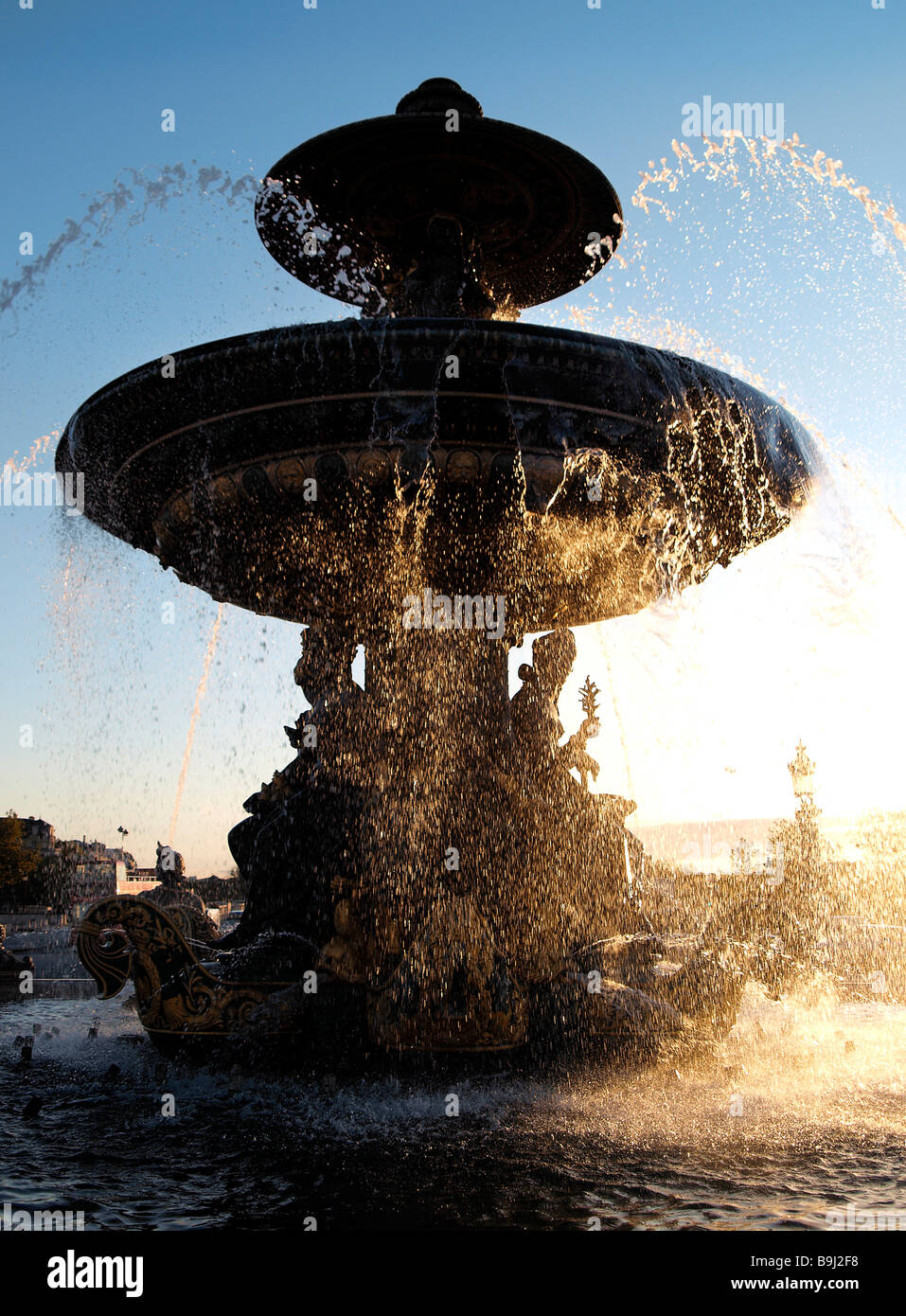Fountain on the Place de la Concorde, Paris, France, Europe Stock Photo