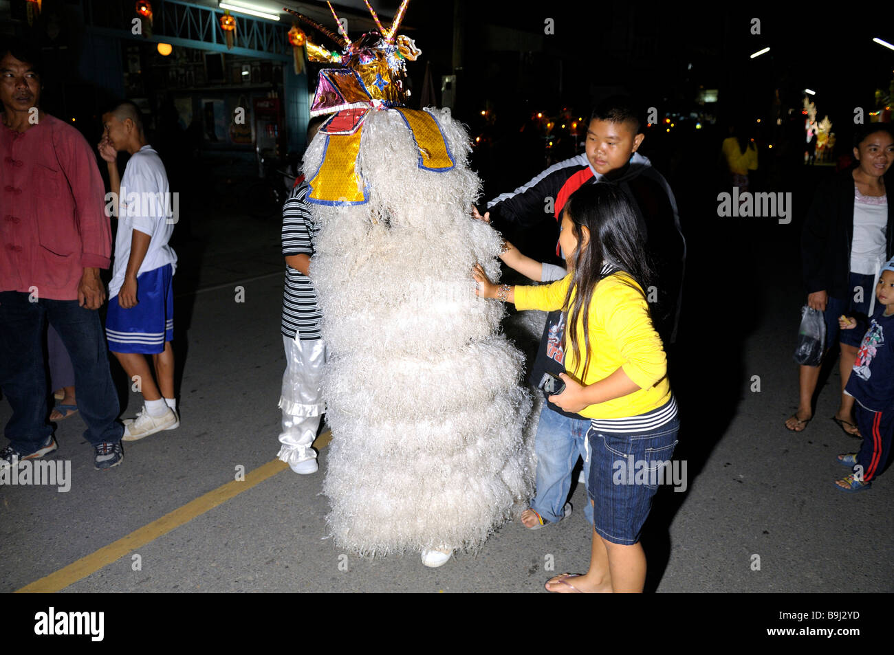 Loi Krathong, festival of light, float and costumes in a parade through the city centre, Mae Sariang, Thailand, Asia Stock Photo