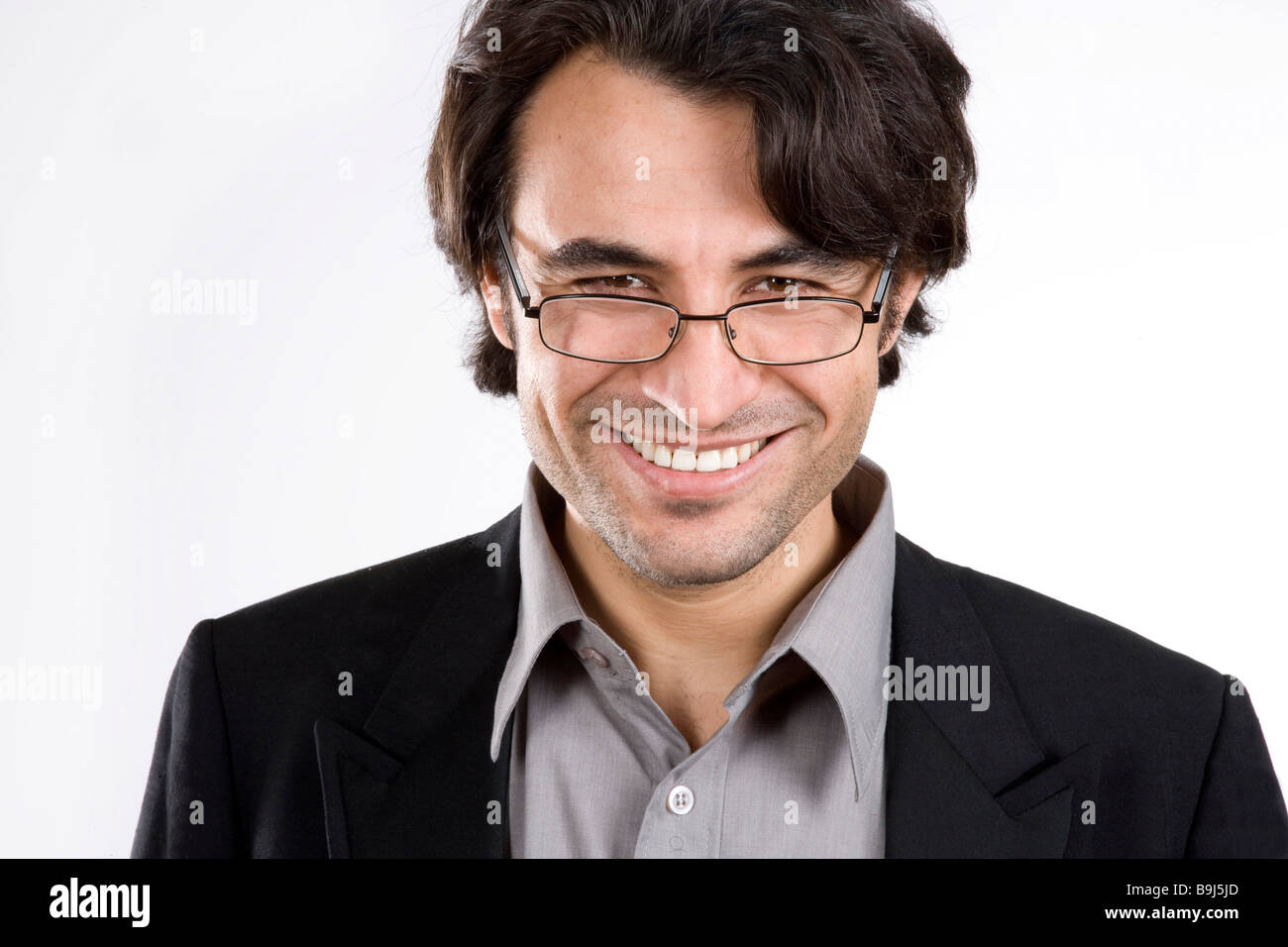 Portrait of a young man wearing glasses Stock Photo - Alamy