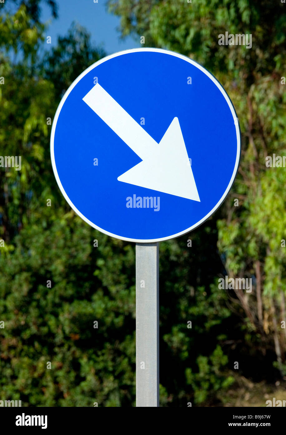 Traffic Sign Indicating To Drive Past On The Right Stock Photo Alamy