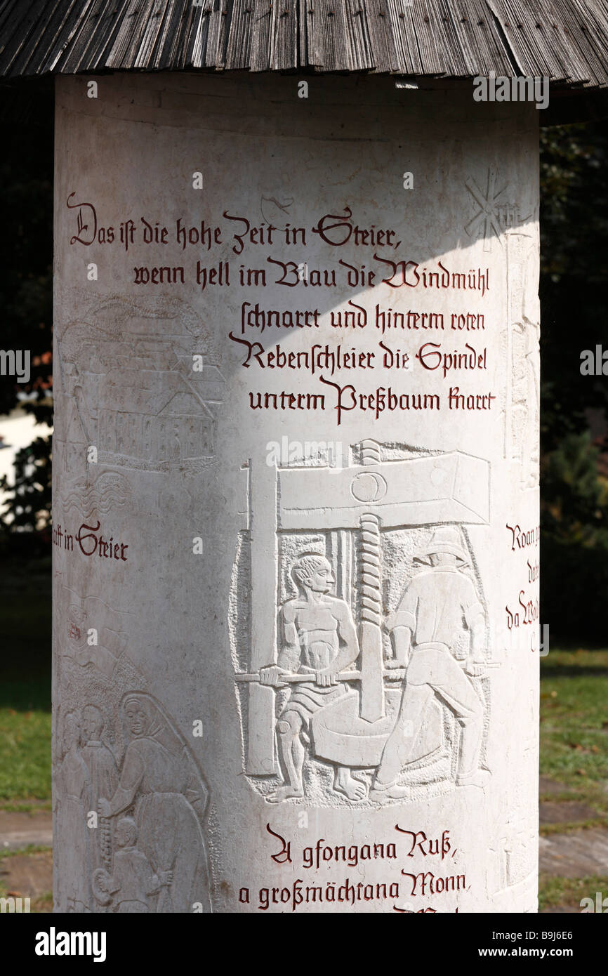 Honorary column Hans Kloepfer in Eibiswald, Styria, Austria, Europe Stock Photo
