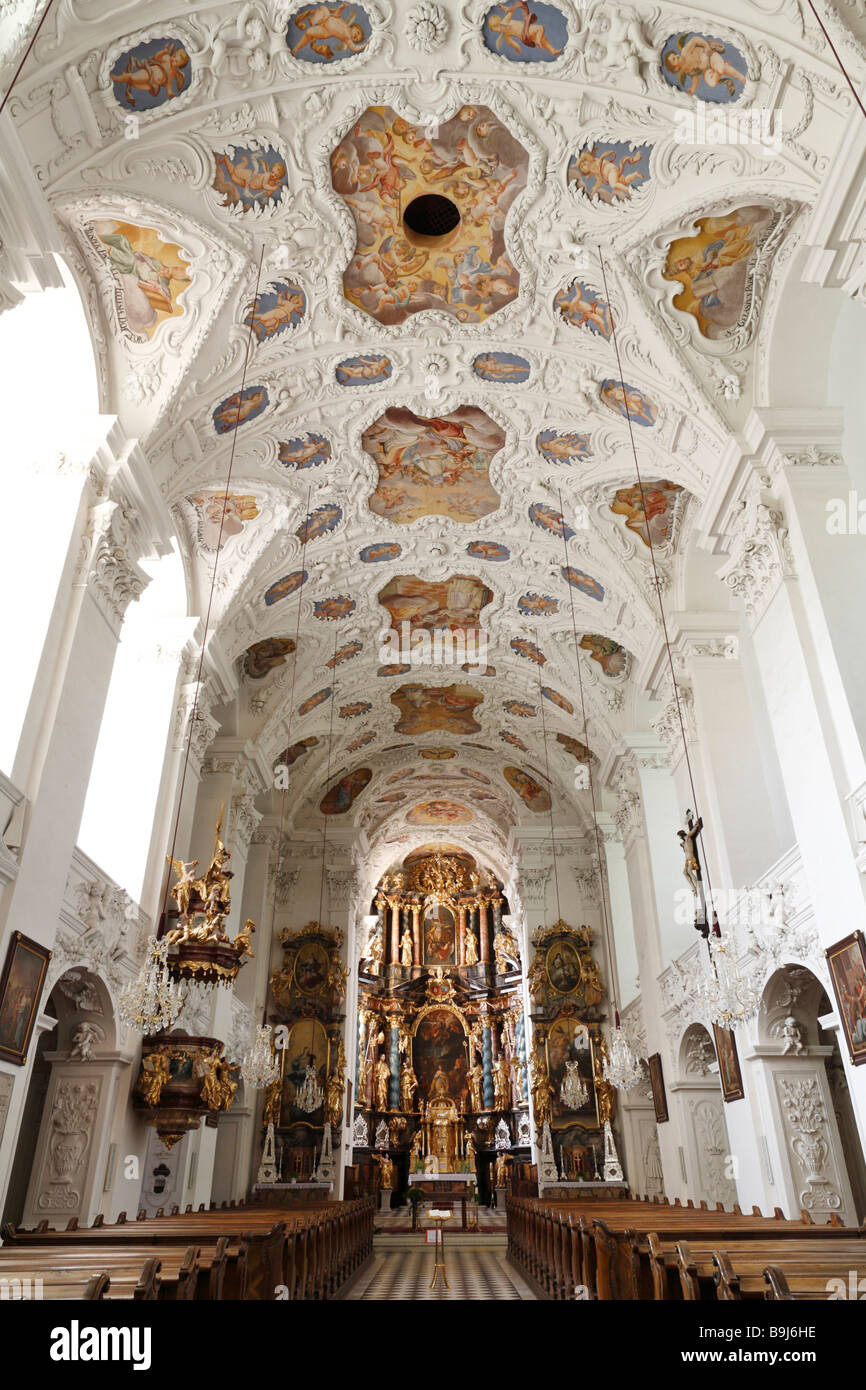 Interior of former collegiate church, Stiftskirche in Stainz, Steiermark, Austria, Europe Stock Photo