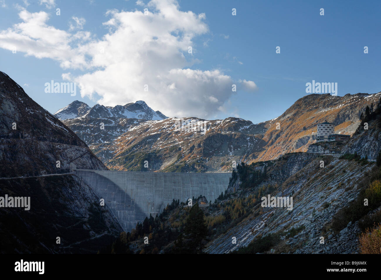 Dam wall of the Koelnbrein resevoir, Maltatal valley, Hohe Tauern National Park, Carinthia, Austria, Europe Stock Photo