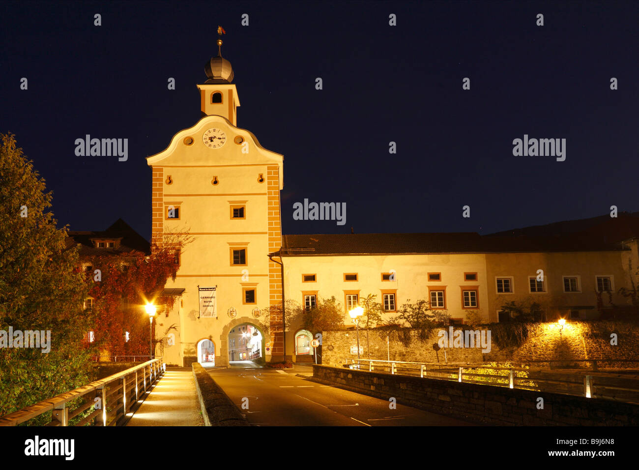 City tower, Gmuend in Carinthia, Austria, Europe Stock Photo