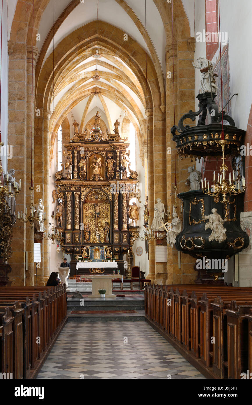 Interior view of the St. Matthaeus town parish church, St. Matthew Church, Murau, Styria, Austria, Europe Stock Photo