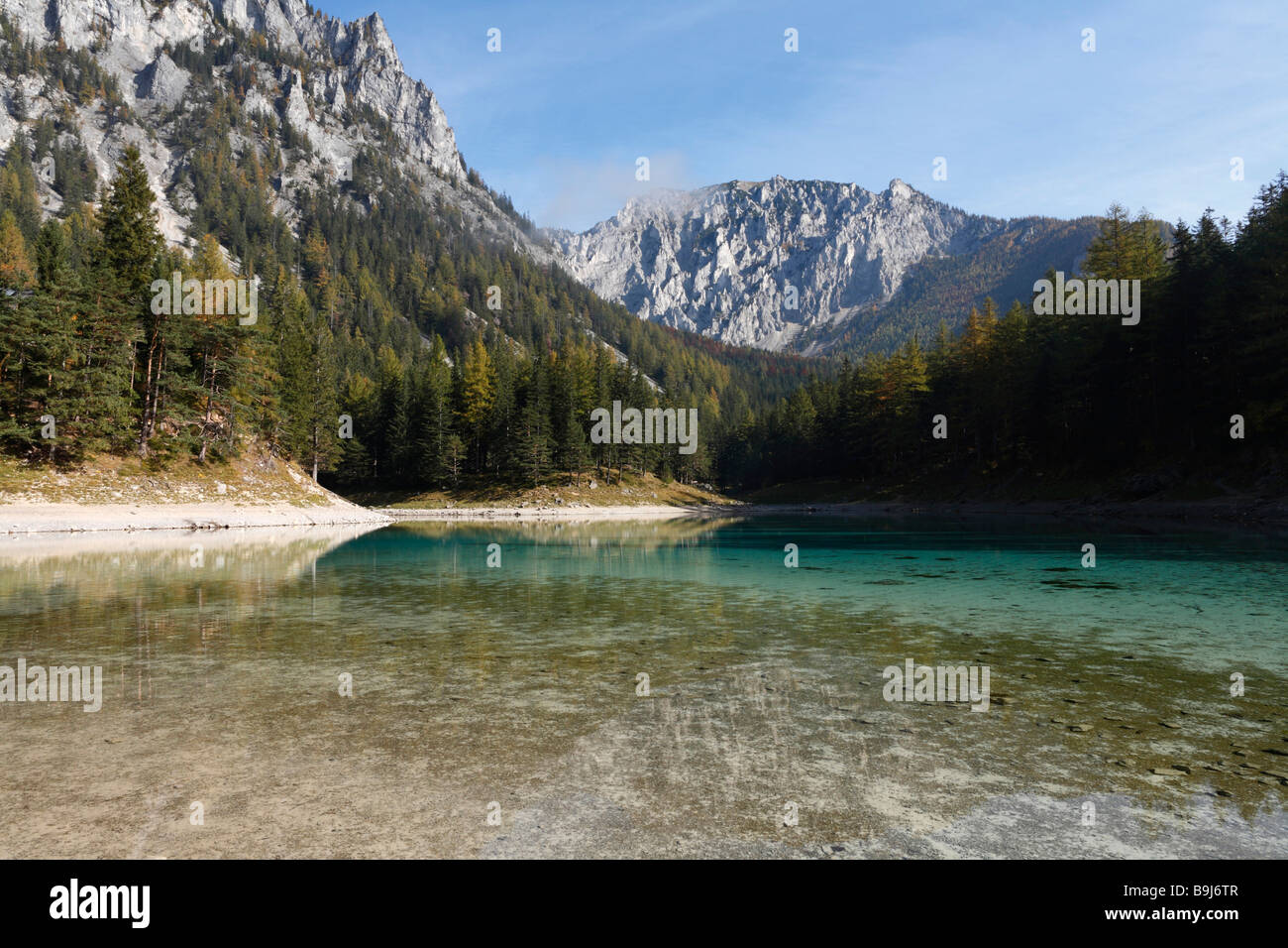 Lake Gruener See, Mount Messnerin, Tragoesstal Valley, Tragoess, Styria, Austria, Europe Stock Photo
