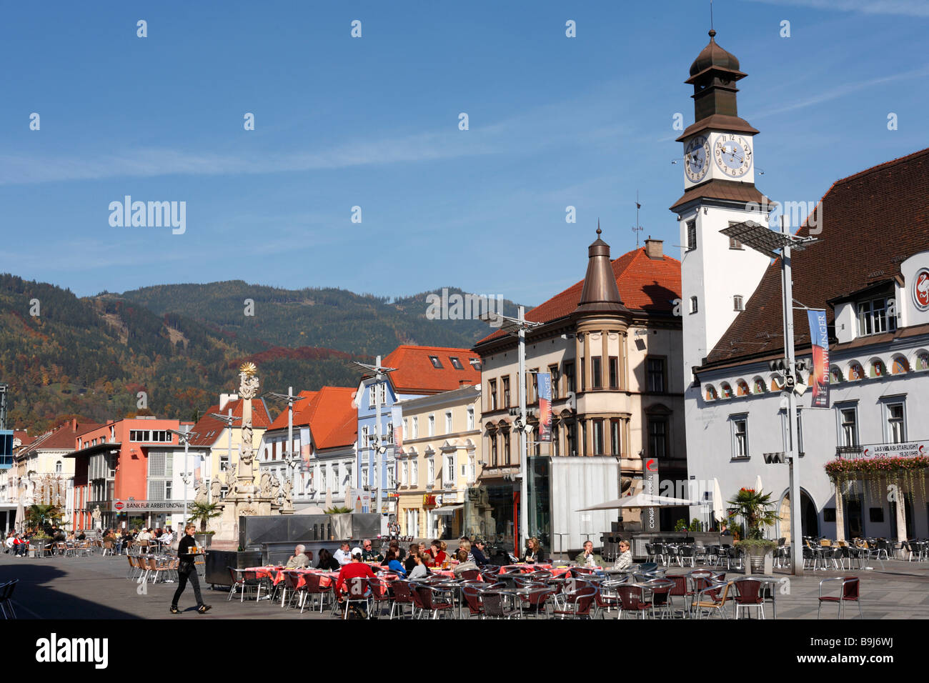 Main Square with Town Hall, Leoben, Styria, Austria, Europe Stock Photo