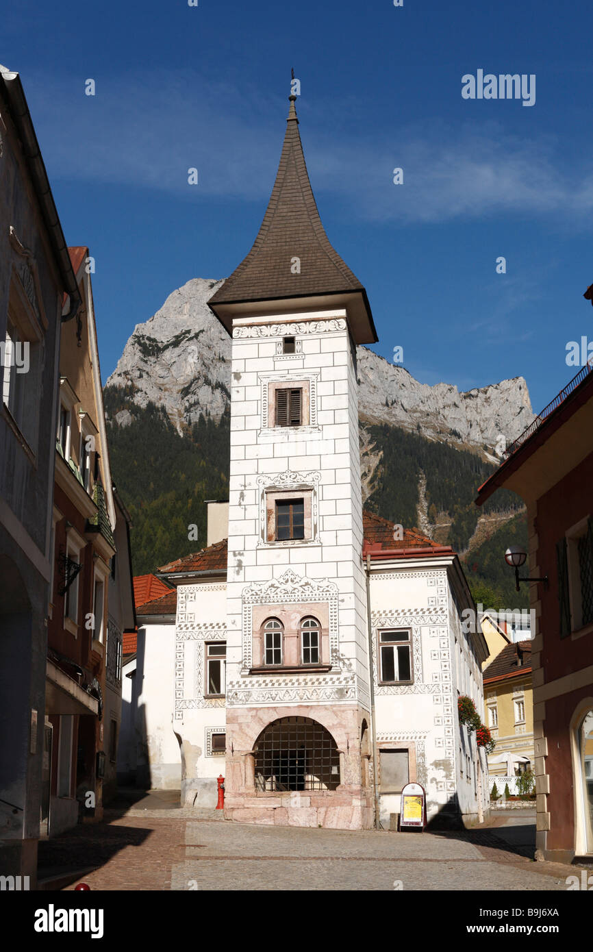 Town Hall in Eisenerz, steirische Eisenstrasse Scenic Route, Styria, Austria, Europe Stock Photo