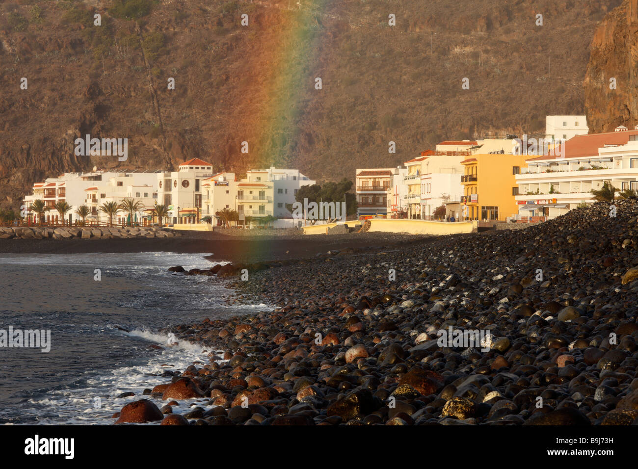 Rainbow in Playa de Santiago, La Gomera, Canary Islands, Spain, Europe Stock Photo