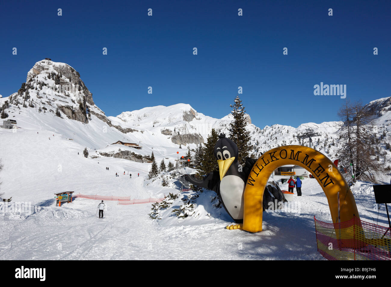 Skiing area in the Rofan, Mt Gschoellkopf on the left, Rofan Range, Tyrol, Austria, Europe Stock Photo