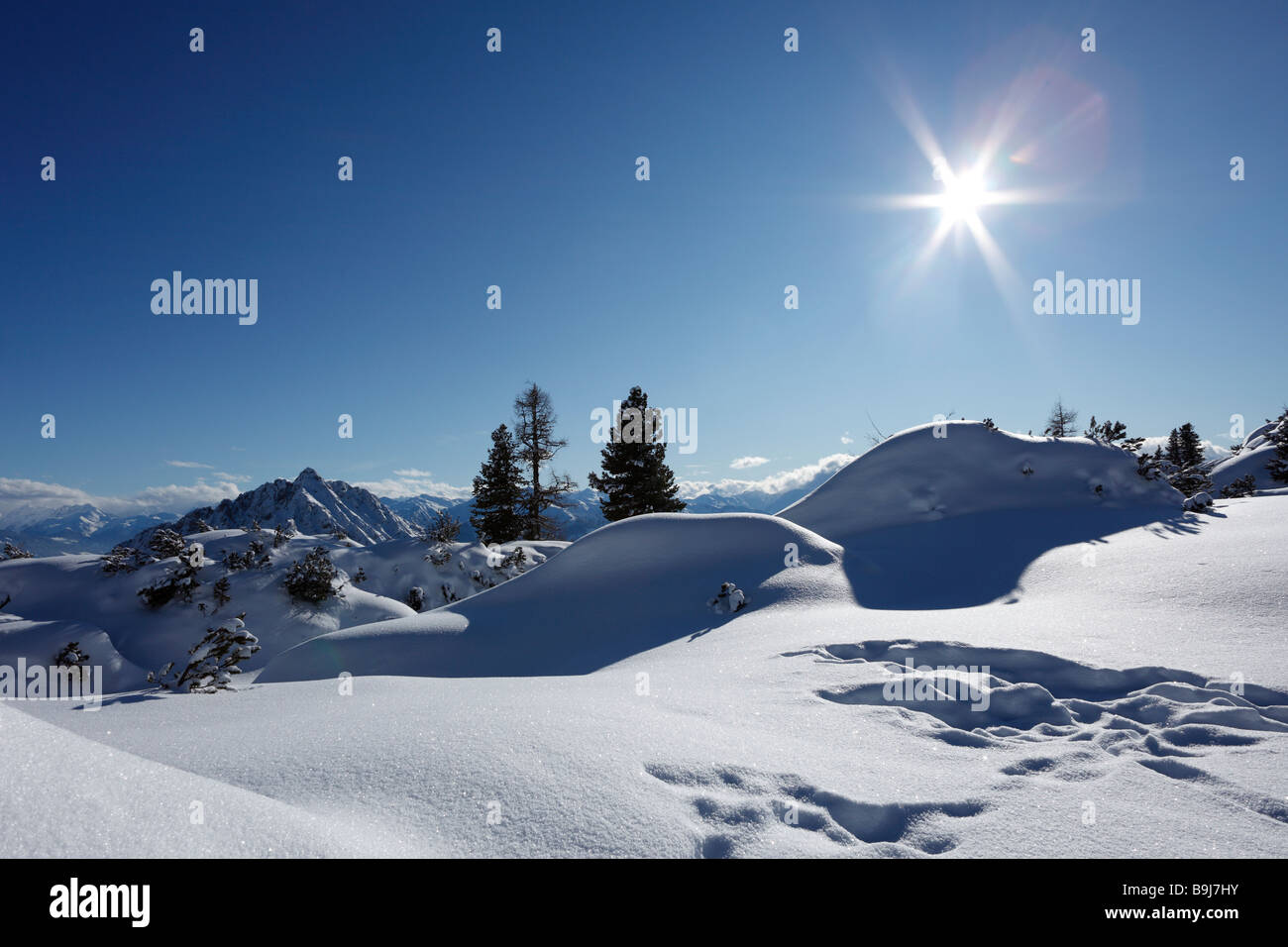 Wintery landscape in the Rofan, Rofan Range, Tyrol, Austria, Europe Stock Photo