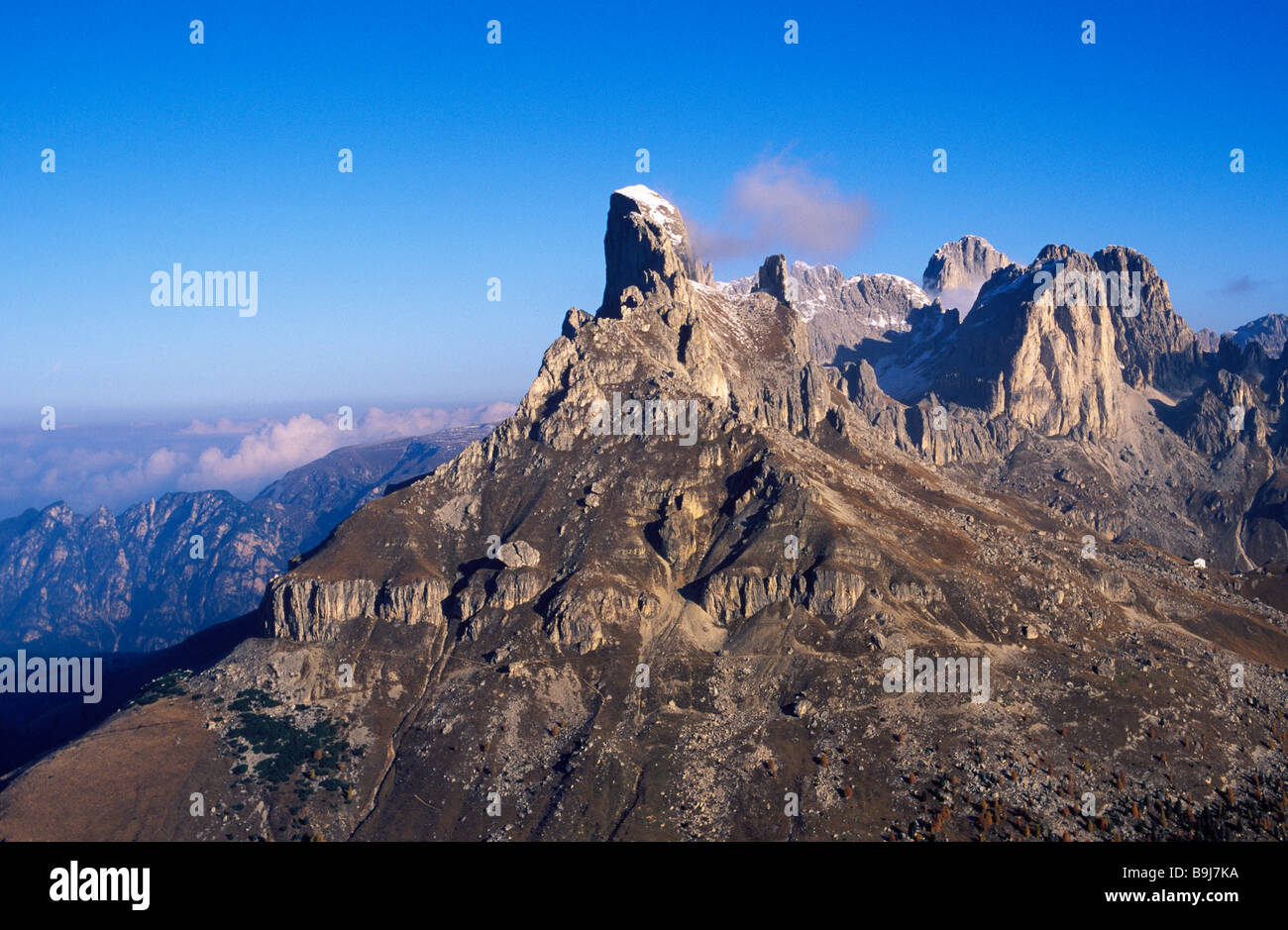 Aerial picture, Mt Rotwand, Catinaccio group, Dolomites, Bolzano-Bozen, Italy Stock Photo