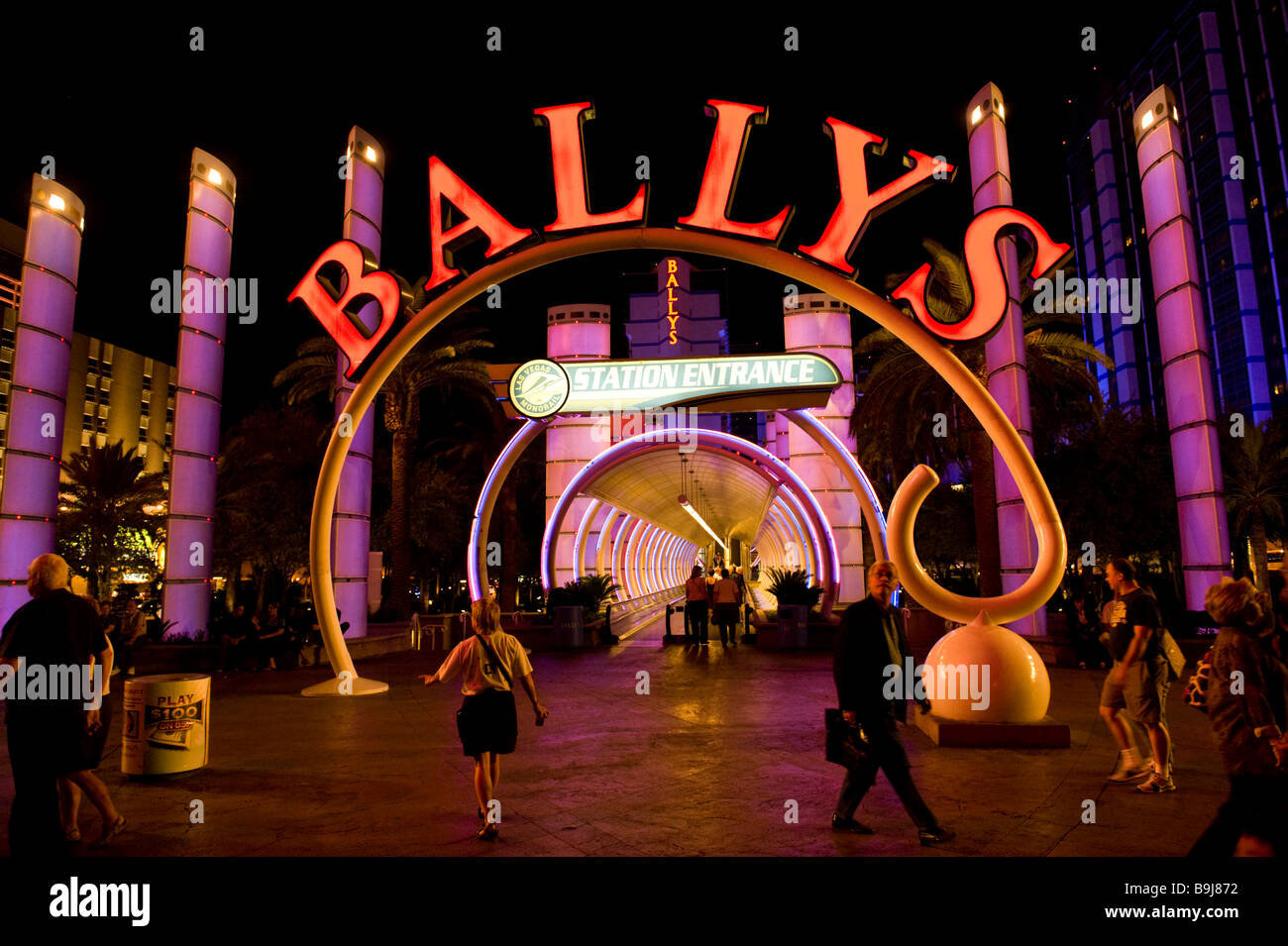 Hotel Ballys, entrance tunnel, Strip, Las Vegas, USA Stock Photo