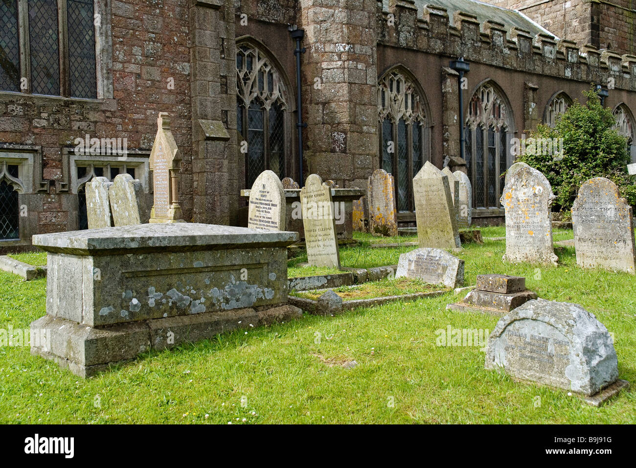 Graveyard and church of Moretonhampstead, Dartmoor National Park, Devon, England, Great Britain, Europe Stock Photo