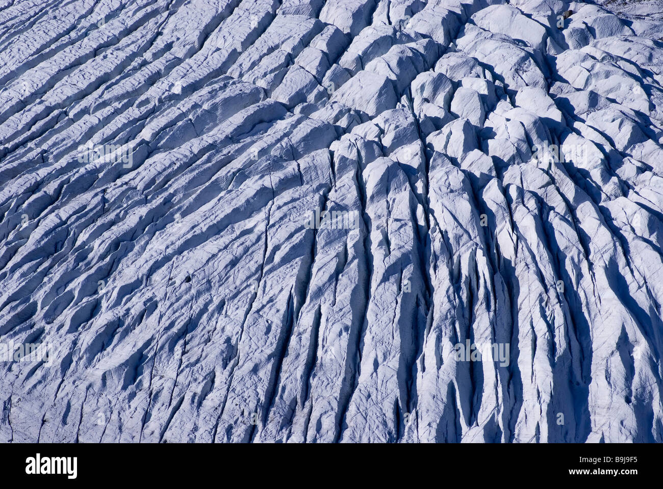 Crevasses, Morteratschgletscher Glacier, Buendner Alps, Canton of Graubuenden, Switzerland, Europe Stock Photo