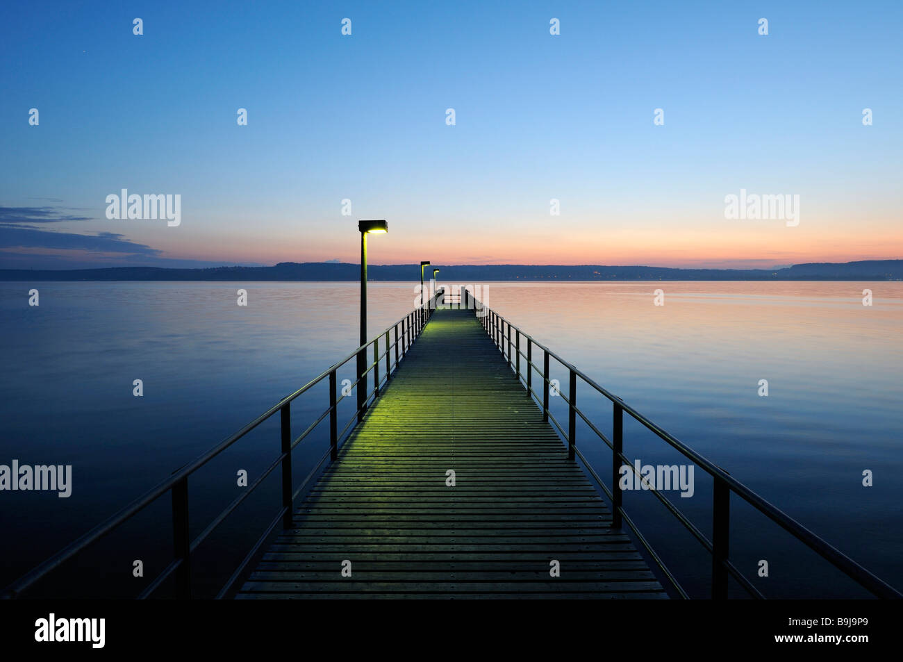 Pier in Nussdorf near Ueberlingen, Bodenseekreis, Lake Constance district, Baden-Wuerttemberg, Germany, Europe Stock Photo