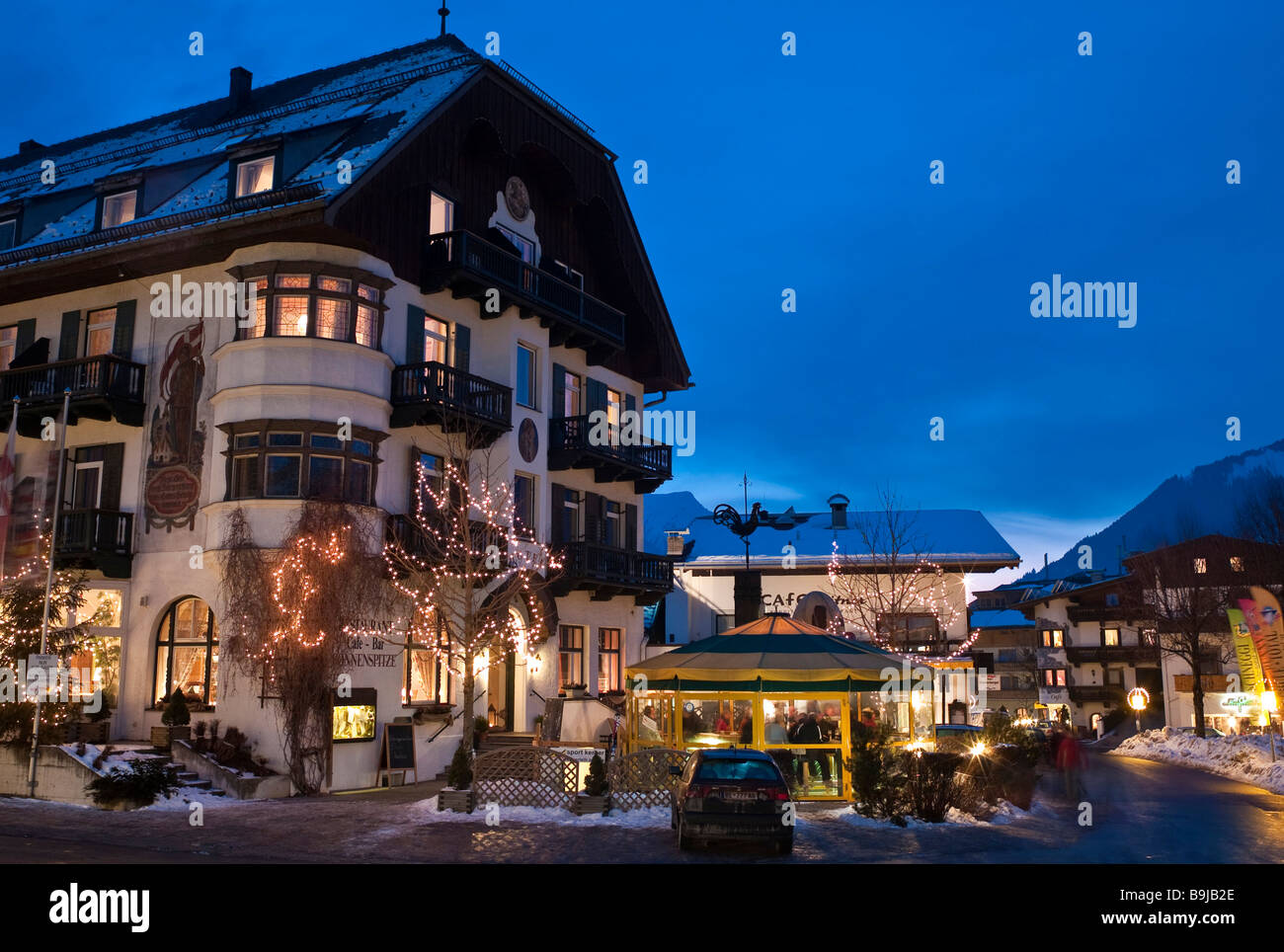 Sonnenspitze Hotel, Ehrwald, Zugspitzarena, Tyrol, Austria, Europe Stock Photo