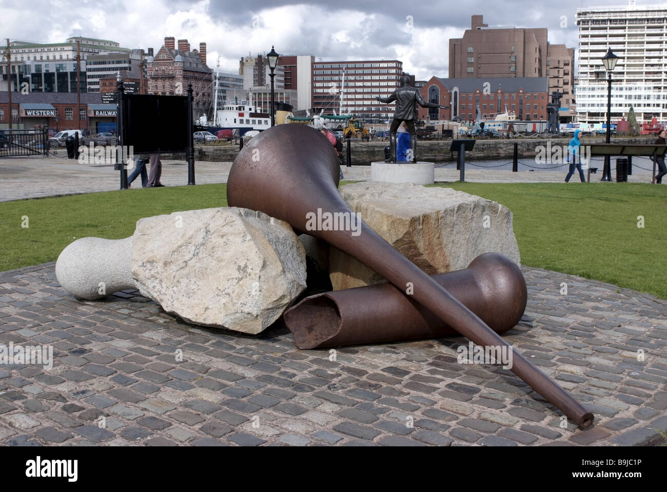 Great Britain England Liverpool Waterfront sculpture passersby series