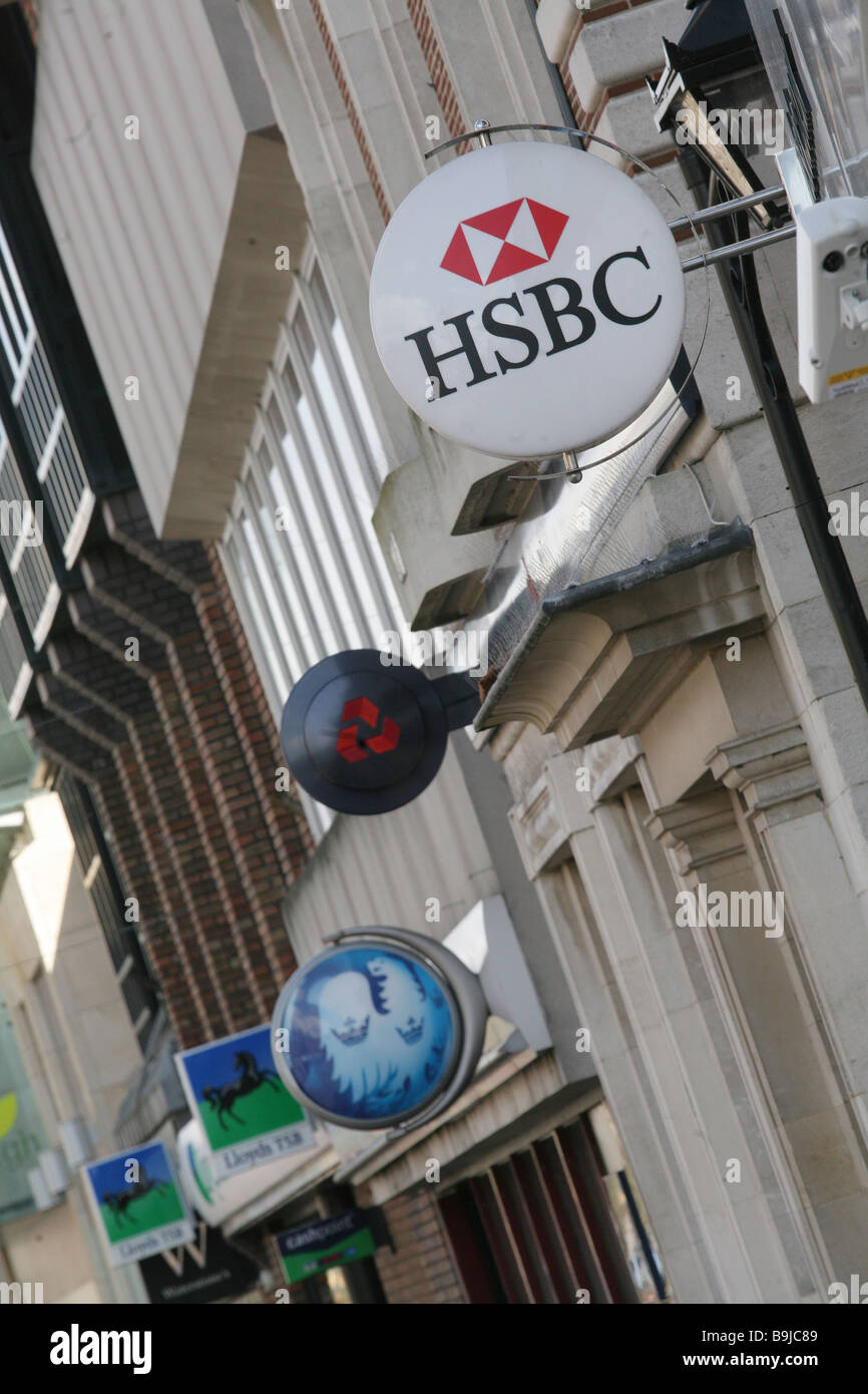 Bank signs, west London Stock Photo