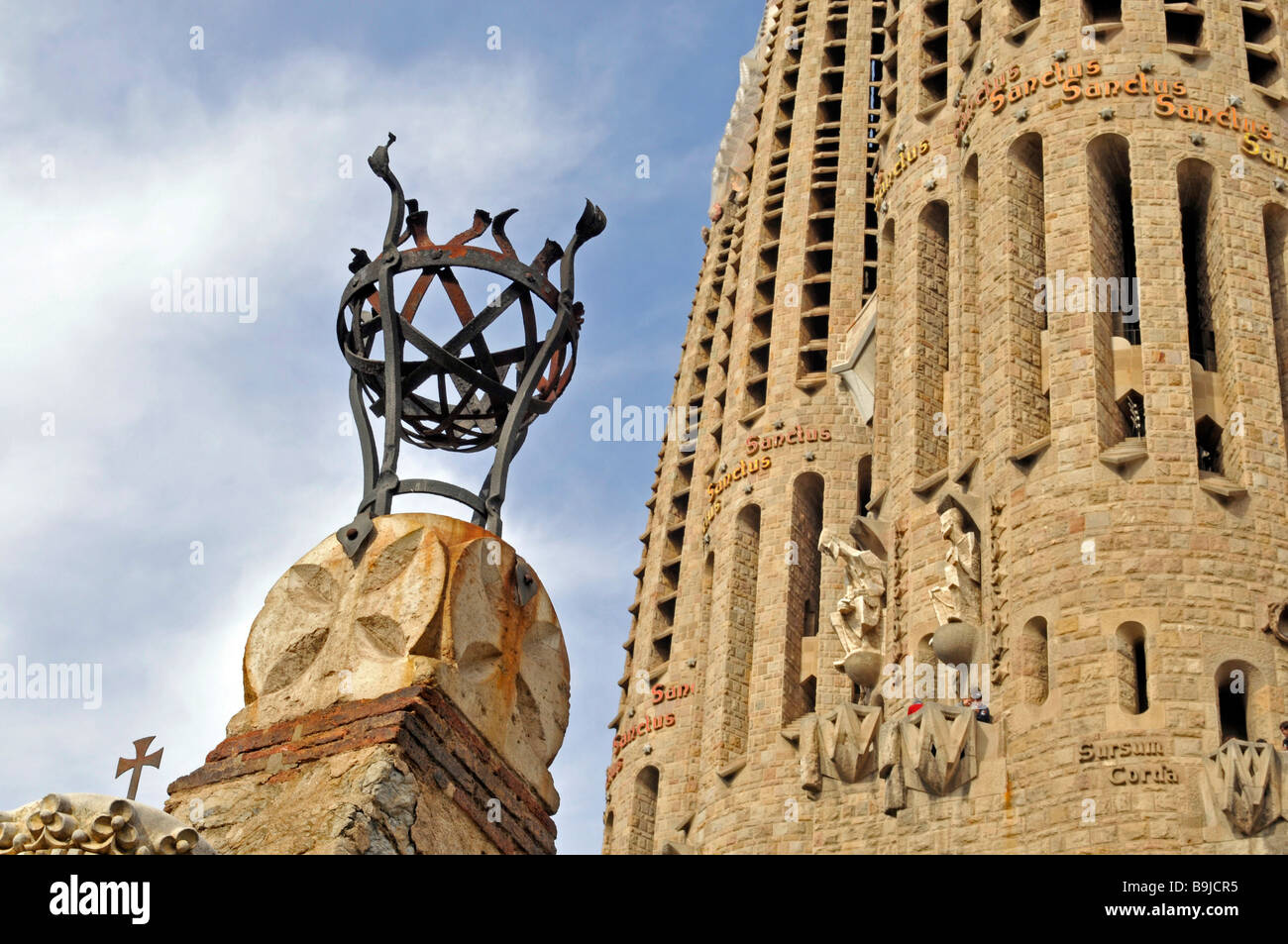 Close-up of the La Sagrada Familia Church by the architect Antoni Gaudi, Eixample district, Barcelona, Spain, Europe Stock Photo