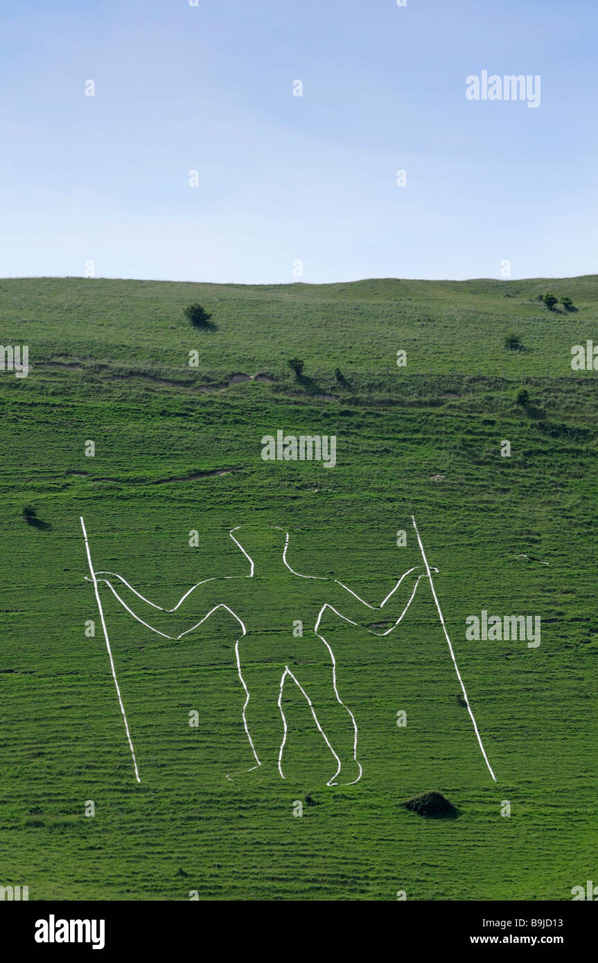 Long Man of Wilmington near Eastbourne, East Sussex, England, Great Britain, Europe Stock Photo