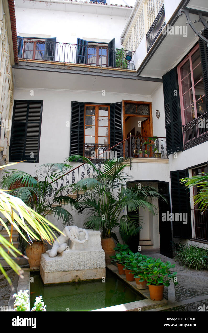 Inner courtyard, Patio, Casa Museo J. Torrents Llado, a museum in a former city palace, historic city centre of La Portella, Ci Stock Photo