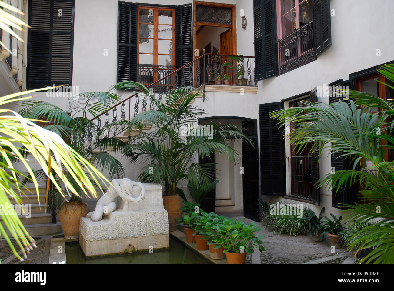Inner courtyard, Patio, Casa Museo J. Torrents Llado, a museum in a former city palace, historic city centre of La Portella, Ci Stock Photo