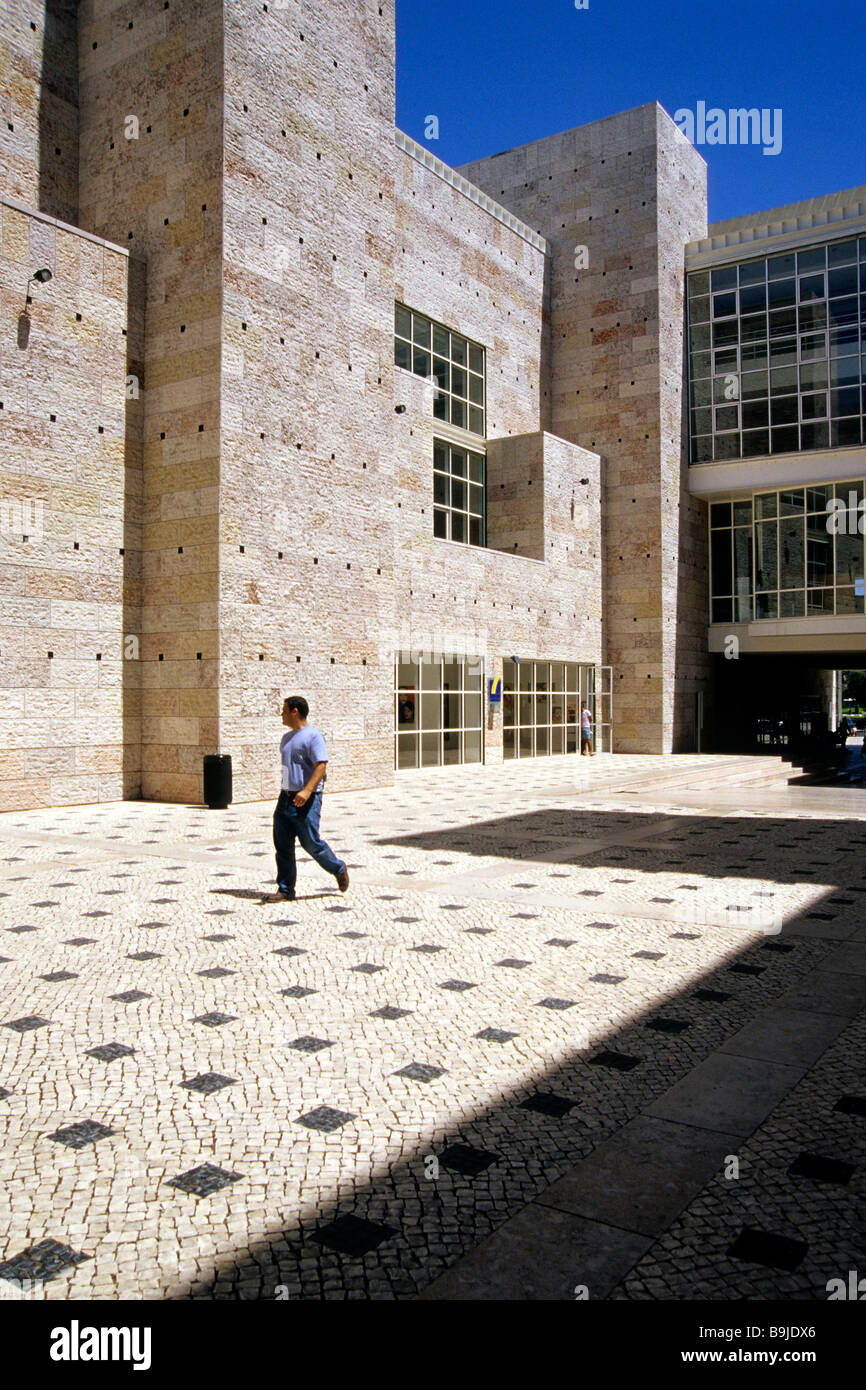 Centro Cultural de Belem, CCB, facade in the inner courtyard, the complex accomodates the Culture and Convention Center as well Stock Photo