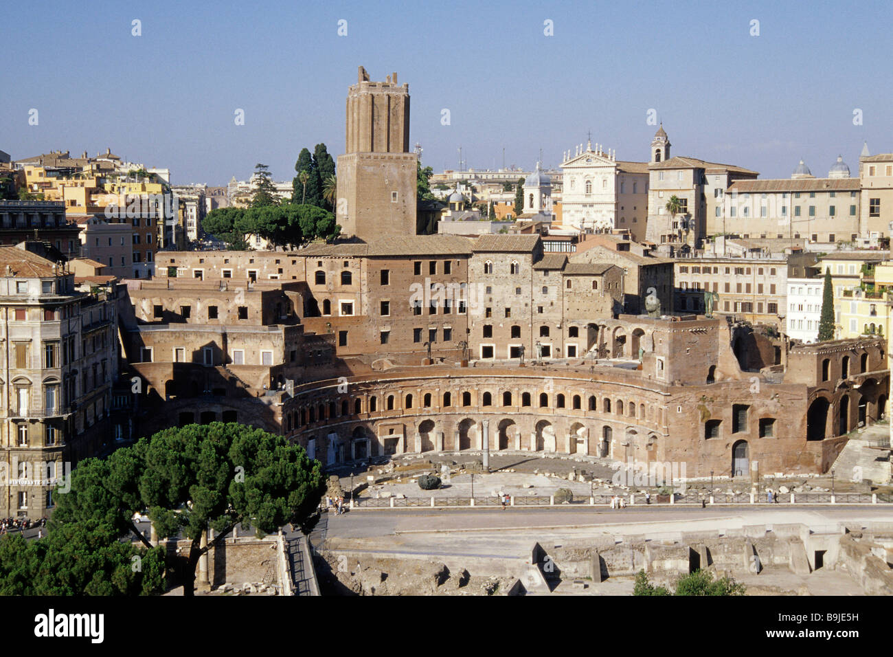 View of the imperial foras from the Vittoriano, Fori Imperiali, Foro di Traiano, Piazza Venezia Square, Rome, Italy, Europe Stock Photo