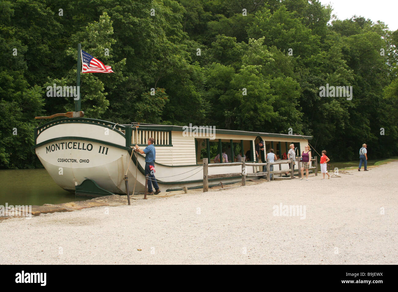 Monticello 3 Canal Boat on the Ohio Erie Canal Coshocton Ohio Stock
