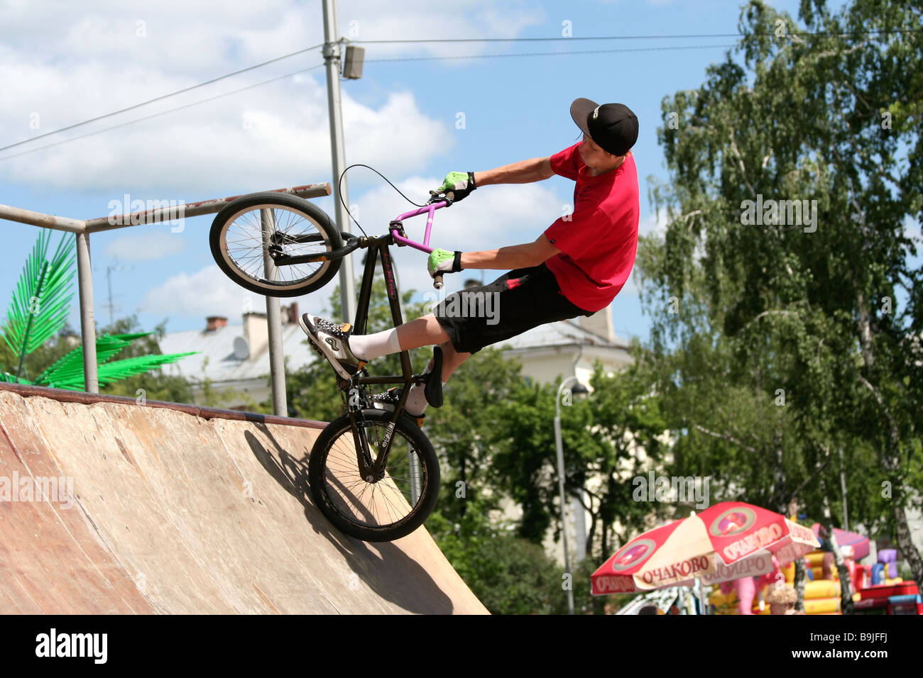 BMX biker jump Stock Photo Alamy