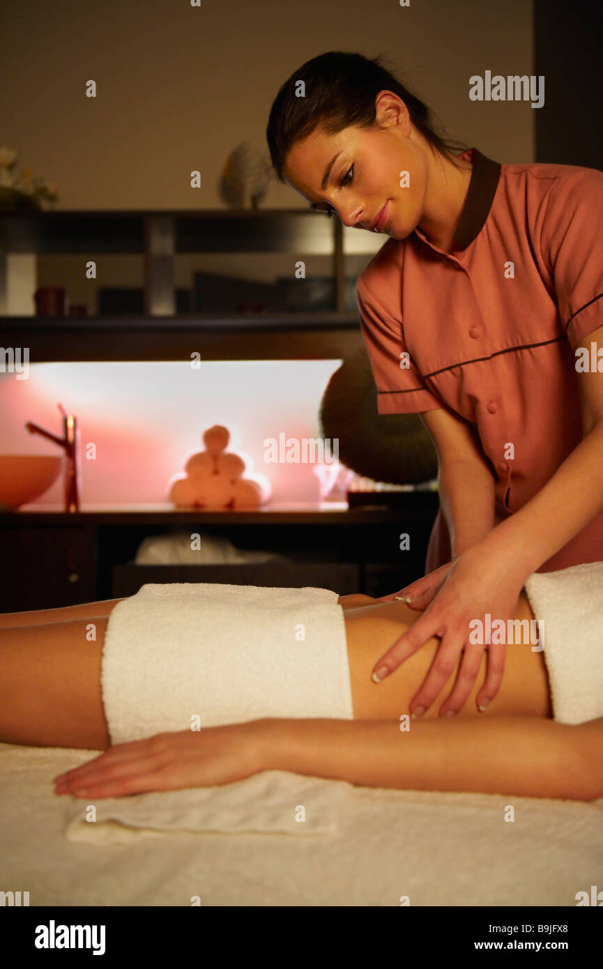 Woman being massaged Stock Photo