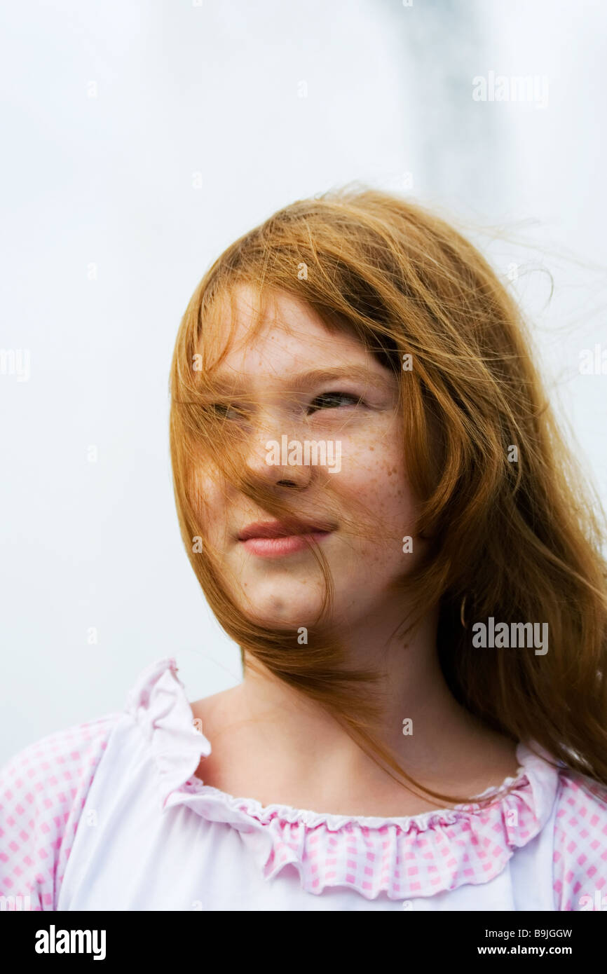 Red haired freckled girl. Stock Photo